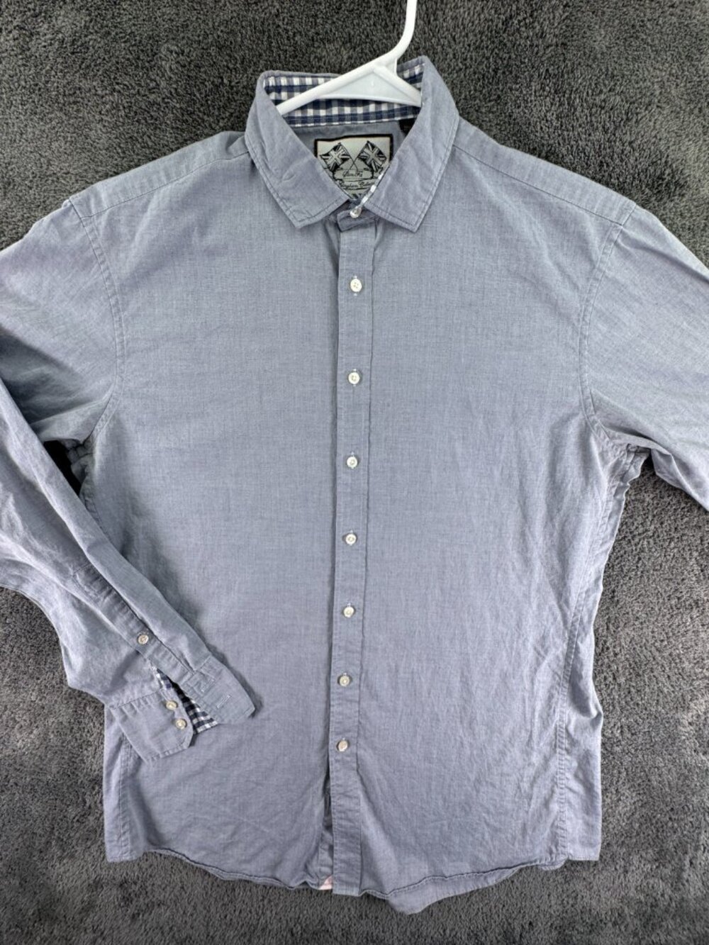 Thomas Pink Long Sleeve Casual Button Up Shirt Men Gray 15.5 Slim Fit Adult